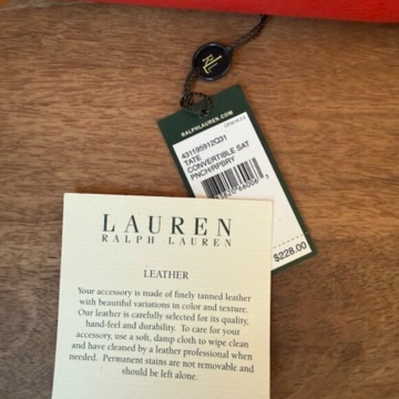 Lauren Ralph Lauren Red Leather Zip Satchel Crossbody (NWT) - Picture 6 of 10